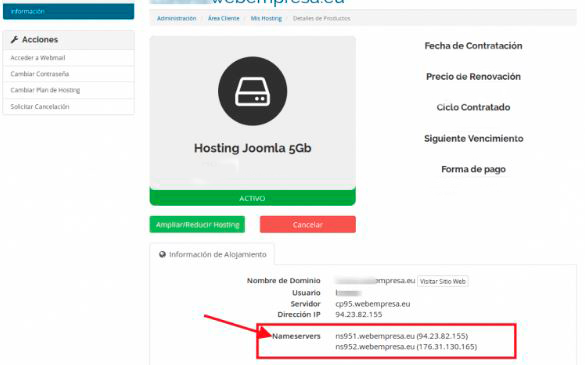 DNs cpanel Webempresa DNs cpanel Webempresa